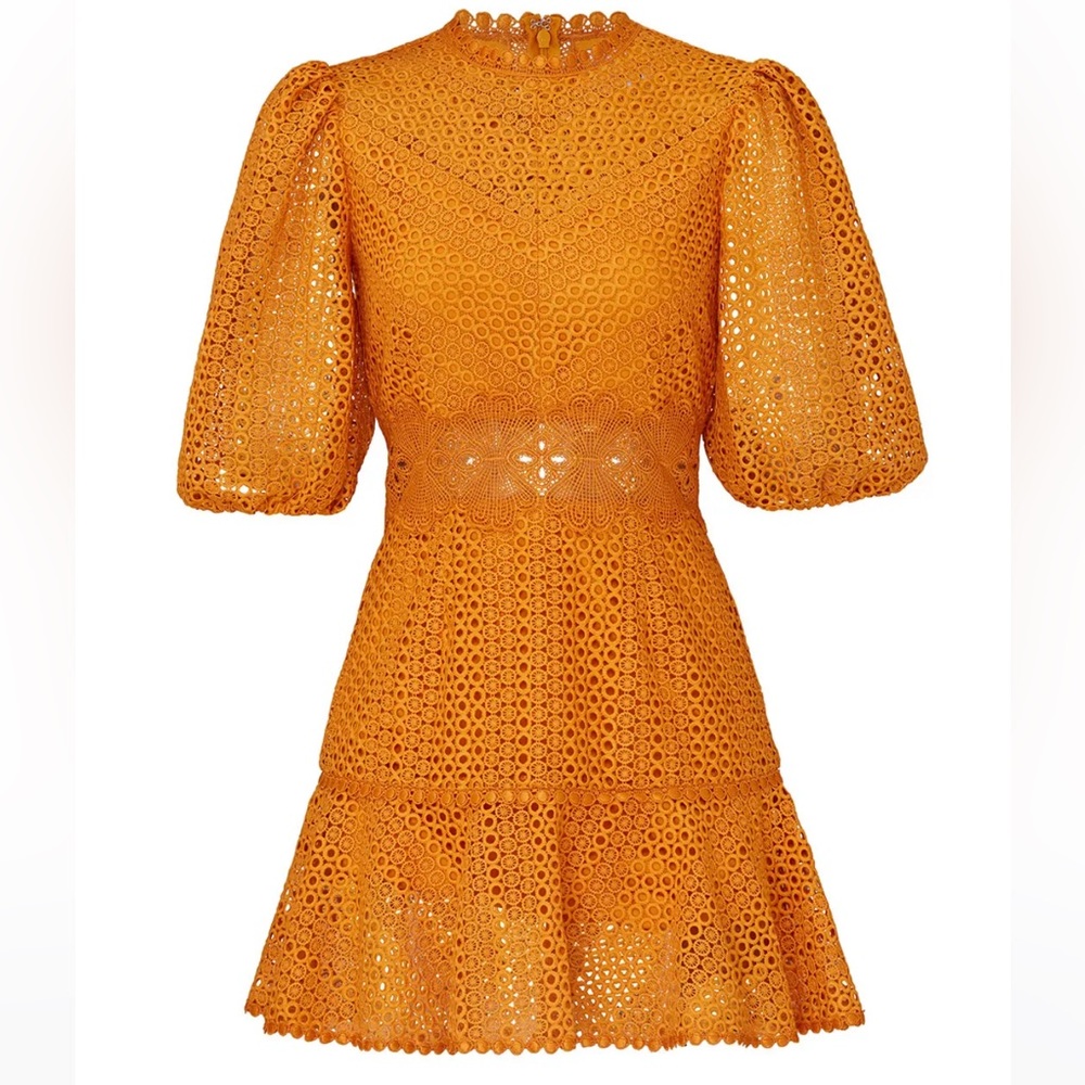 SAYLOR Orange Eyelet Lace Mini Dress